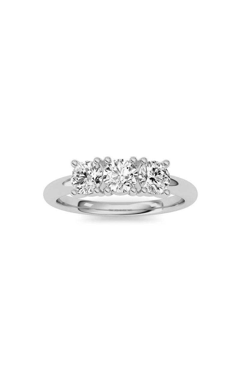 0.75CTW Round Shaped Lab Grown Diamond (F/VS) Three Stone Band Ring in 14K Gold