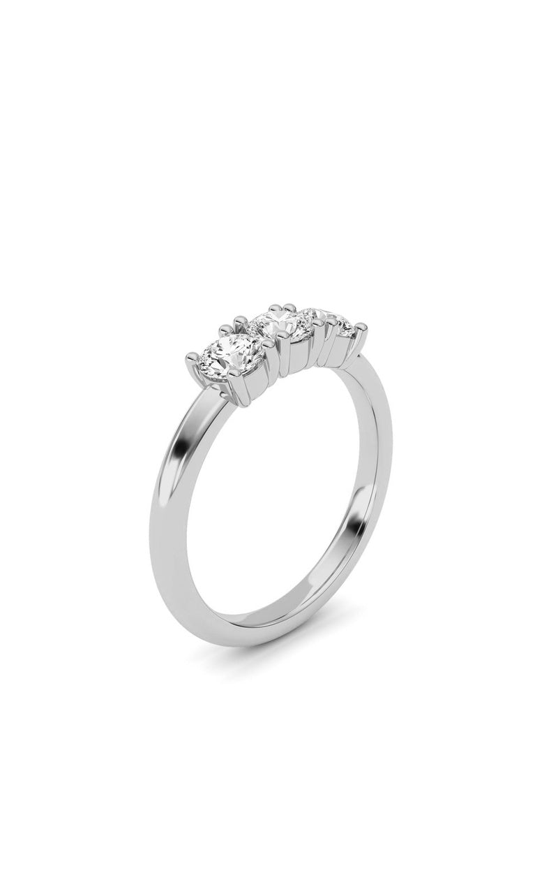 0.75CTW Round Shaped Lab Grown Diamond (F/VS) Three Stone Band Ring in 14K Gold