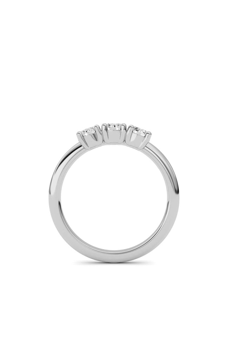 0.75CTW Round Shaped Lab Grown Diamond (F/VS) Three Stone Band Ring in 14K Gold