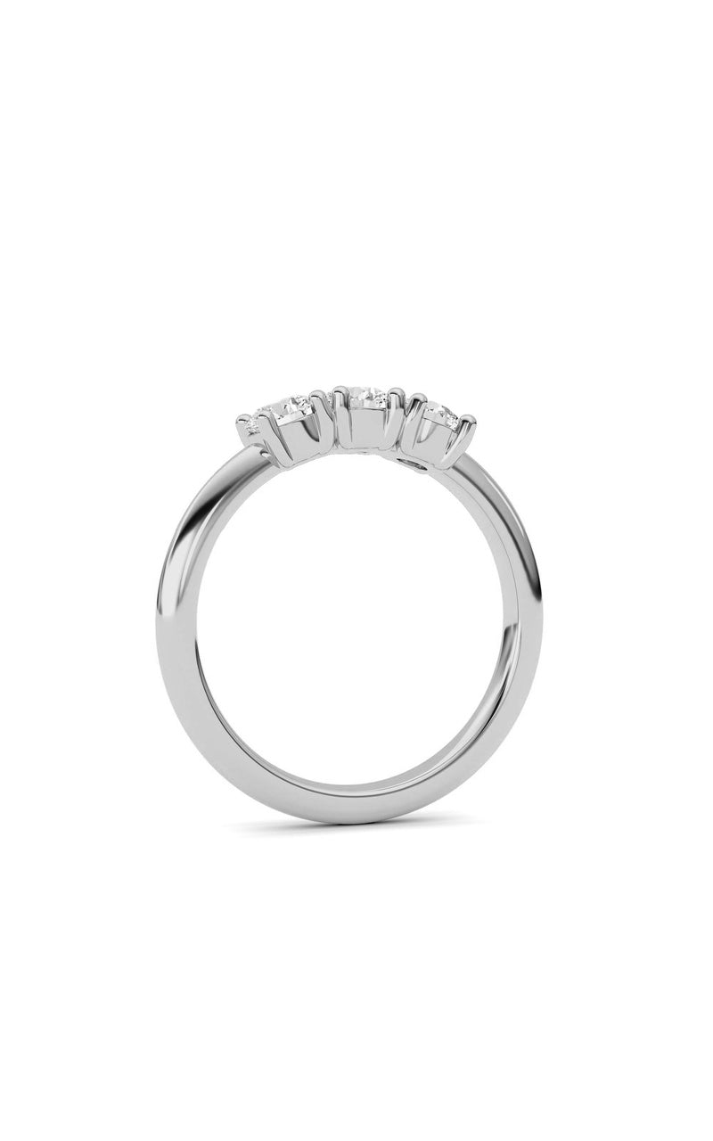 0.75CTW Round Shaped Lab Grown Diamond (F/VS) Three Stone Band Ring in 14K Gold
