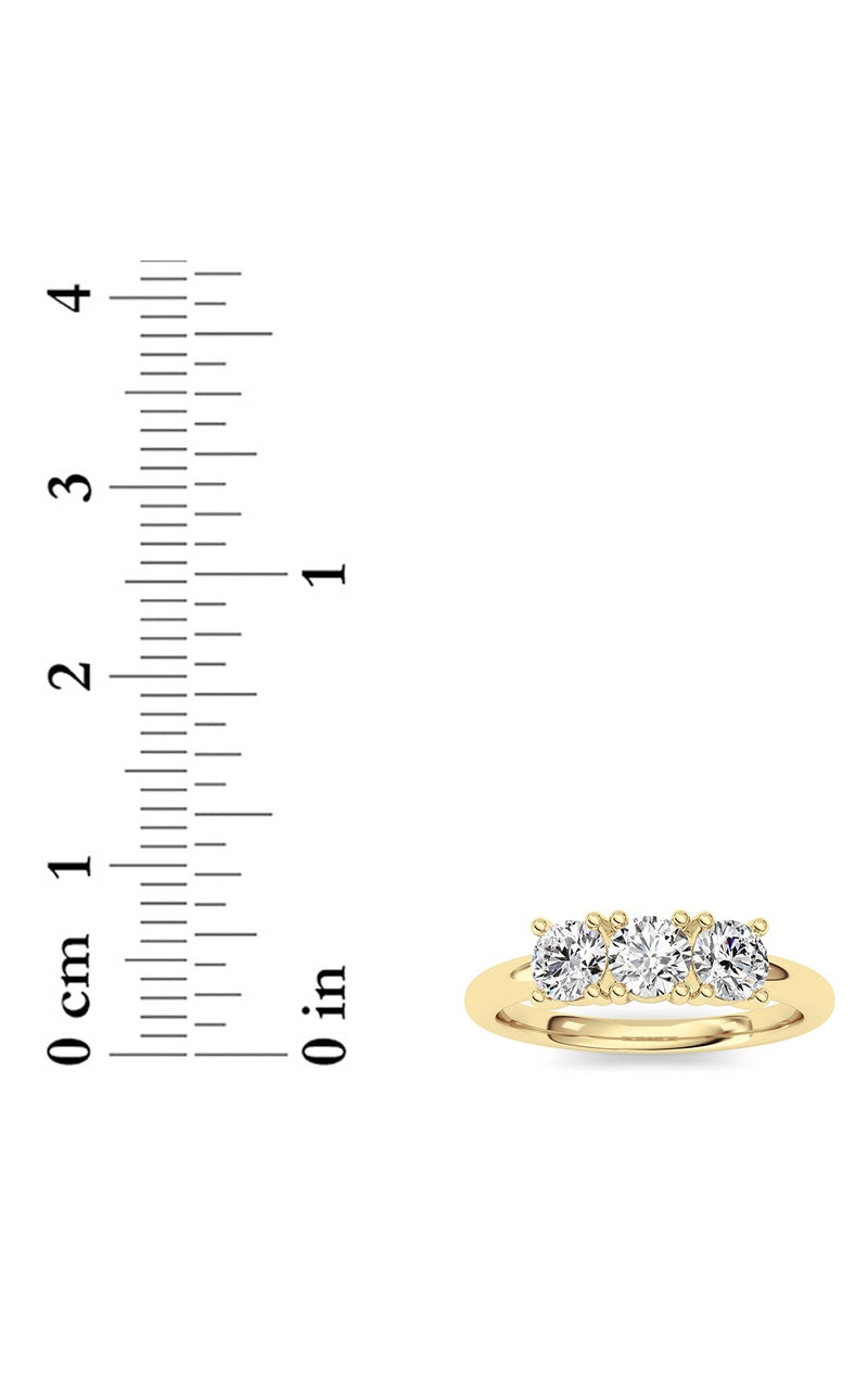 0.75CTW Round Shaped Lab Grown Diamond (F/VS) Three Stone Band Ring in 14K Gold
