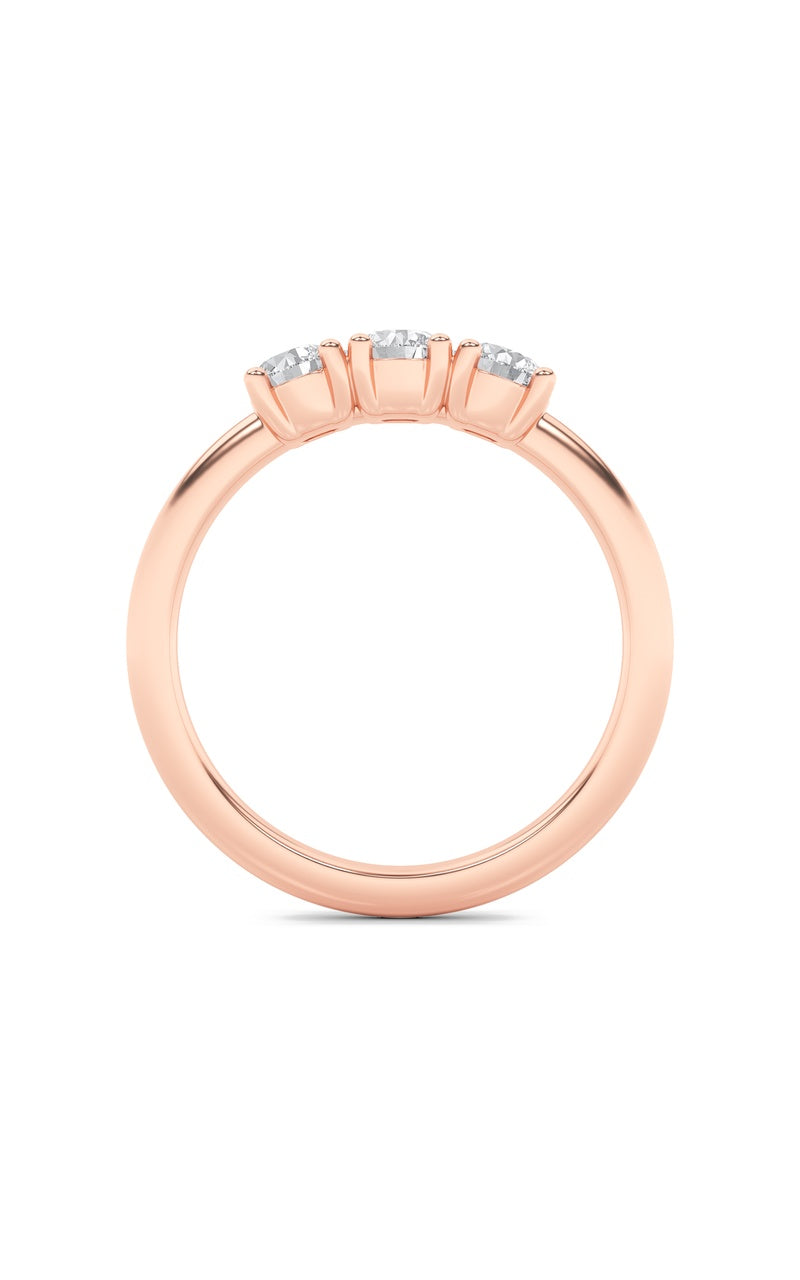 0.75CTW Round Shaped Lab Grown Diamond (F/VS) Three Stone Band Ring in 14K Gold