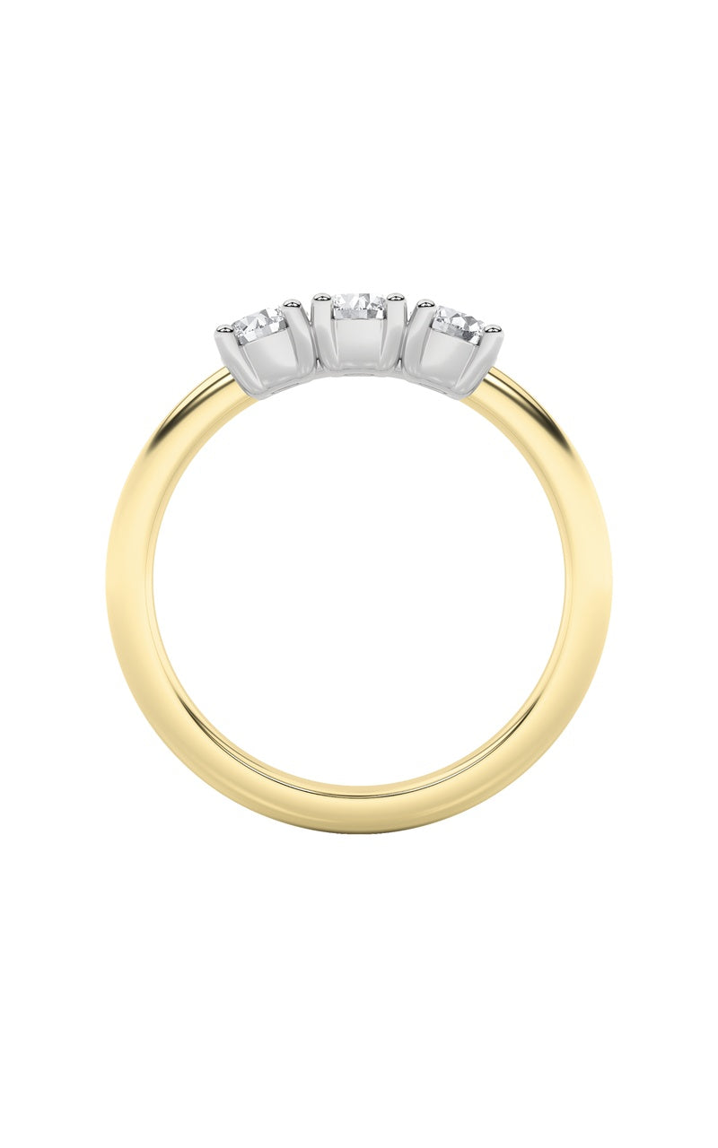 2CTW Round Shaped Lab Grown Diamond (F/VS) Three Stone Band Ring in 14K Gold