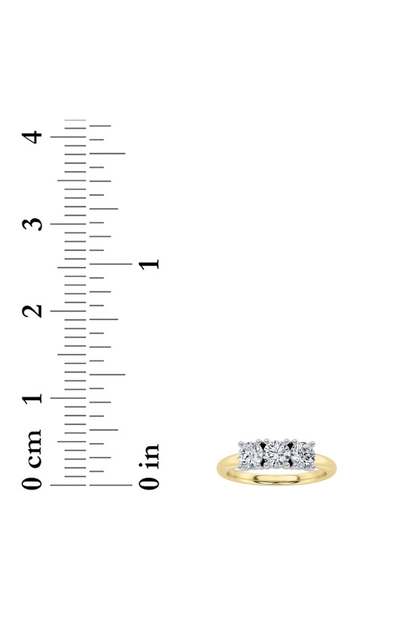 2CTW Round Shaped Lab Grown Diamond (F/VS) Three Stone Band Ring in 14K Gold
