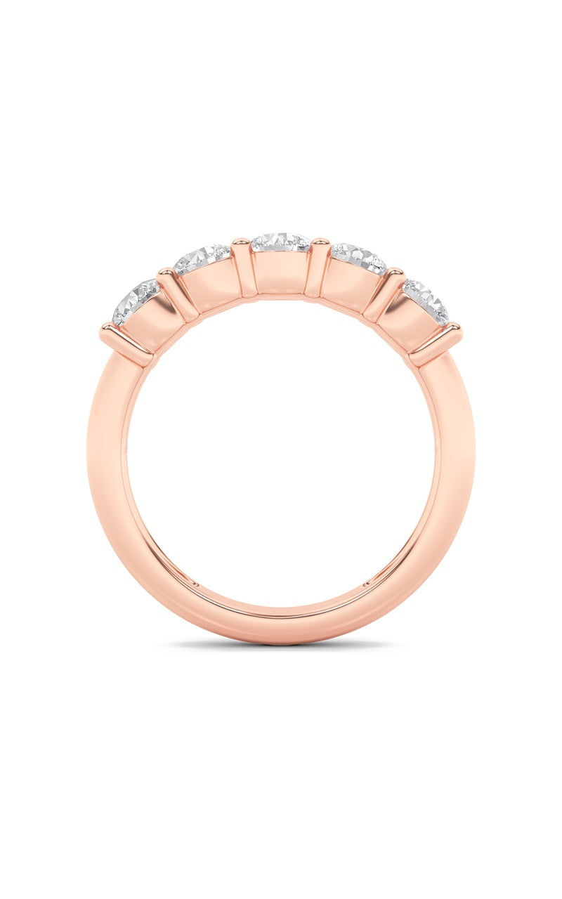 1.5CTW Round Shaped Lab Grown Diamond (F/VS) Five Stone Band Ring in 14K Gold