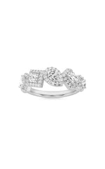 Load image into Gallery viewer, 1.33CTW Mix Shaped Lab Grown Diamond (F/VS) Five StoneHalo Fashion Ring in 14K Gold
