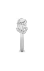 Load image into Gallery viewer, 1.33CTW Mix Shaped Lab Grown Diamond (F/VS) Five StoneHalo Fashion Ring in 14K Gold
