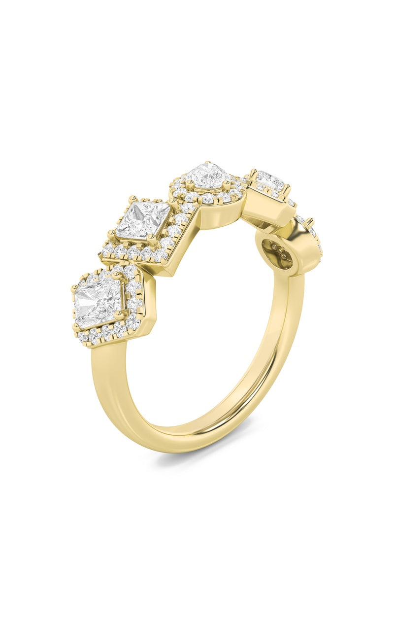 1.5CTW Mix Shaped Lab Grown Diamond (F/VS) Five Stone Ring in 14K Gold