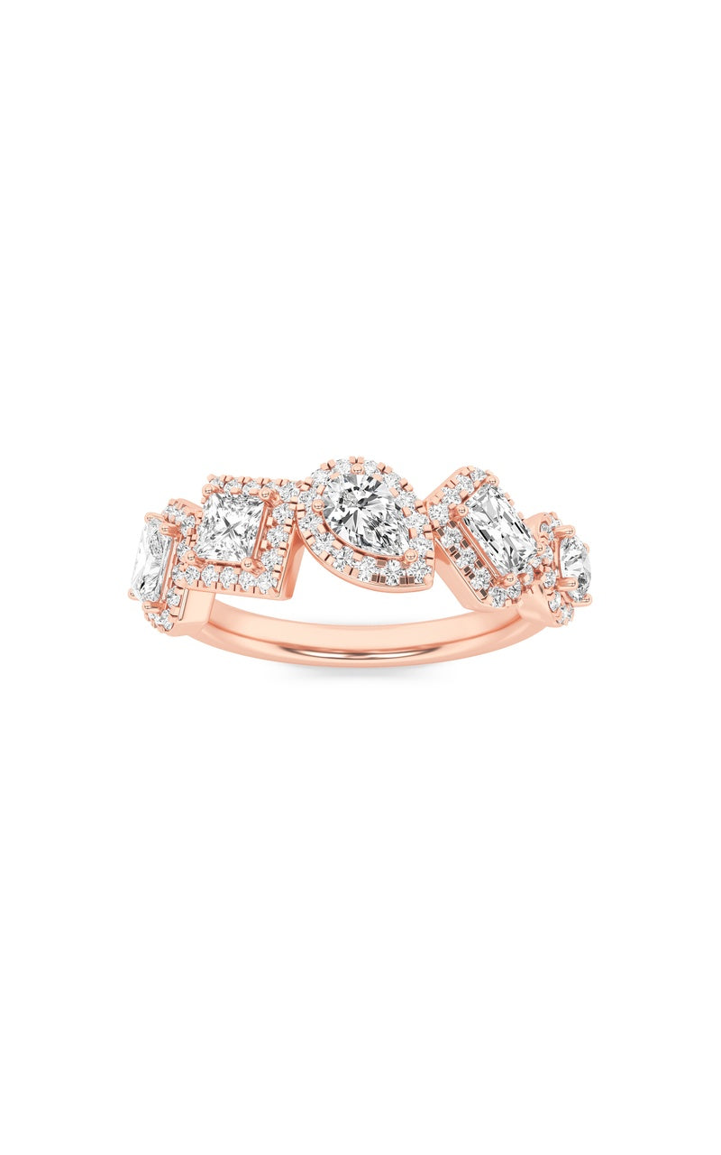 1.5CTW Mix Shaped Lab Grown Diamond (F/VS) Five Stone Ring in 14K Gold