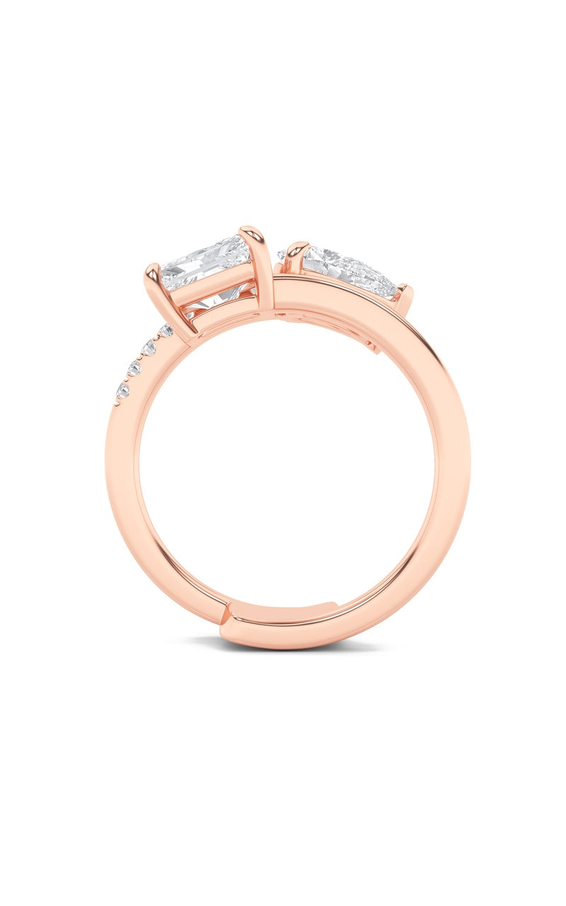 1.5CTW Pear Shaped Lab Grown Diamond (F/VS) Toi et Moi Fashion Ring in 14K Gold