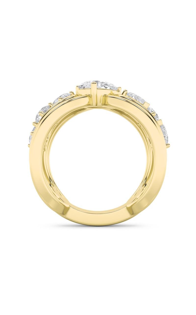 2CTW Pear Shaped Lab Grown Diamond (F/VS) Seven Stone Fashion Ring in 14K Gold