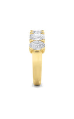Load image into Gallery viewer, 3CTW Emerald Shaped Lab Grown Diamond (F/VS) Seven Stone Band Ring in 14K Gold
