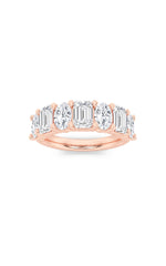 Load image into Gallery viewer, 3CTW Emerald Shaped Lab Grown Diamond (F/VS) Seven Stone Band Ring in 14K Gold
