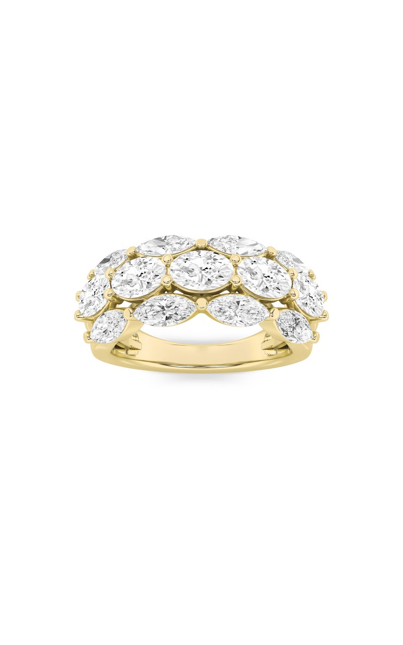 3CTW Oval Shaped Lab Grown Diamond (F/VS) Multi Stone Band Ring in 14K Gold