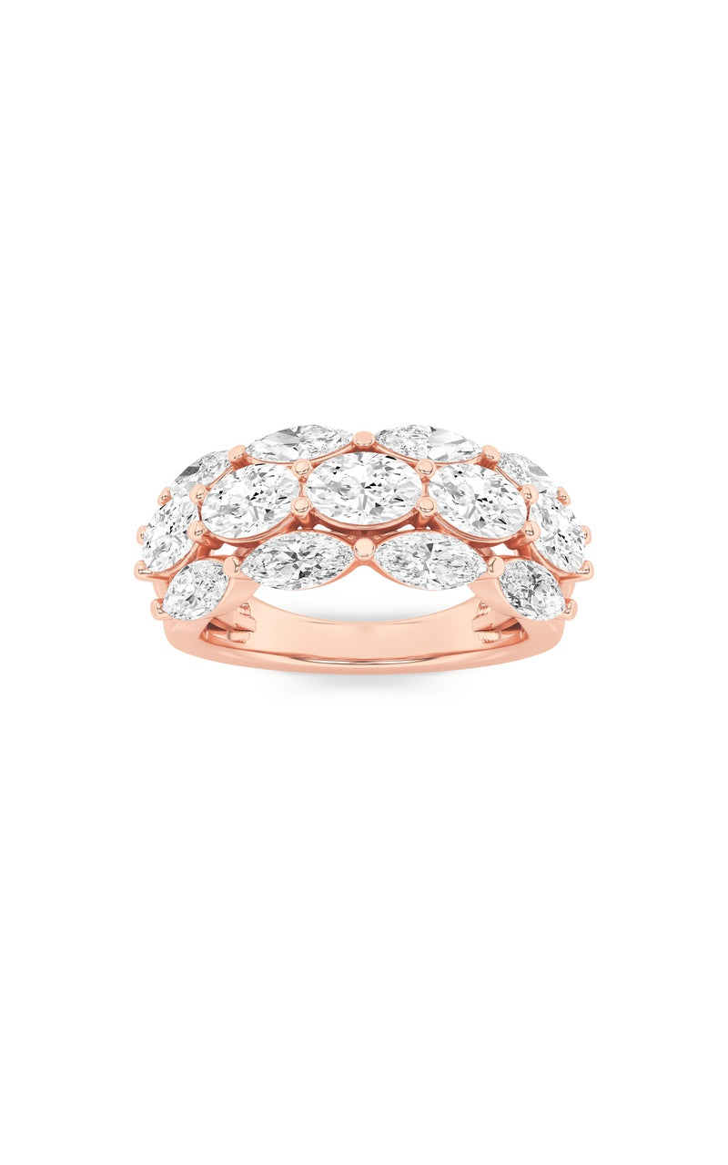 3CTW Oval Shaped Lab Grown Diamond (F/VS) Multi Stone Band Ring in 14K Gold