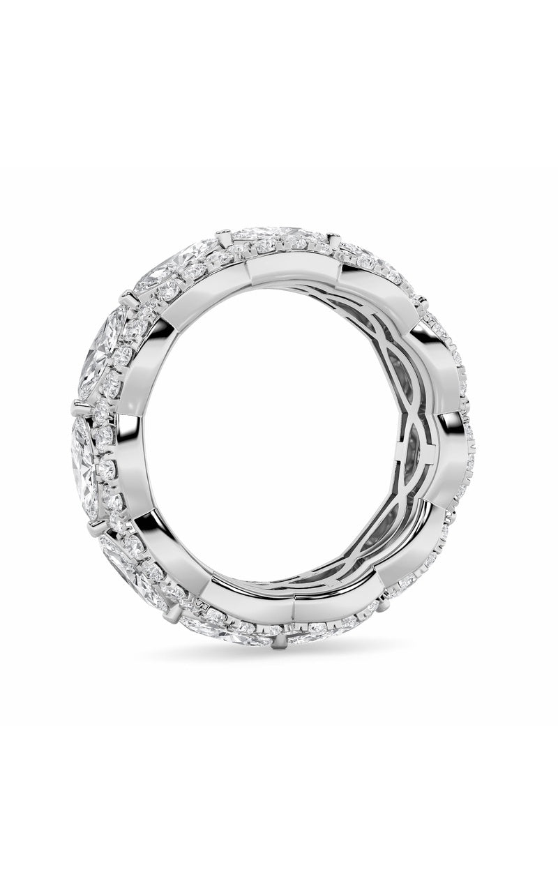 4CTW Marquise Shaped Lab Grown Diamond (F/VVS) Eternity Band Ring in 14K Gold