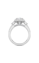 Load image into Gallery viewer, 3CTW Elongated Cushion Shaped Lab Grown Diamond (F/VS) Accented Three Stone Ring in 14K Gold
