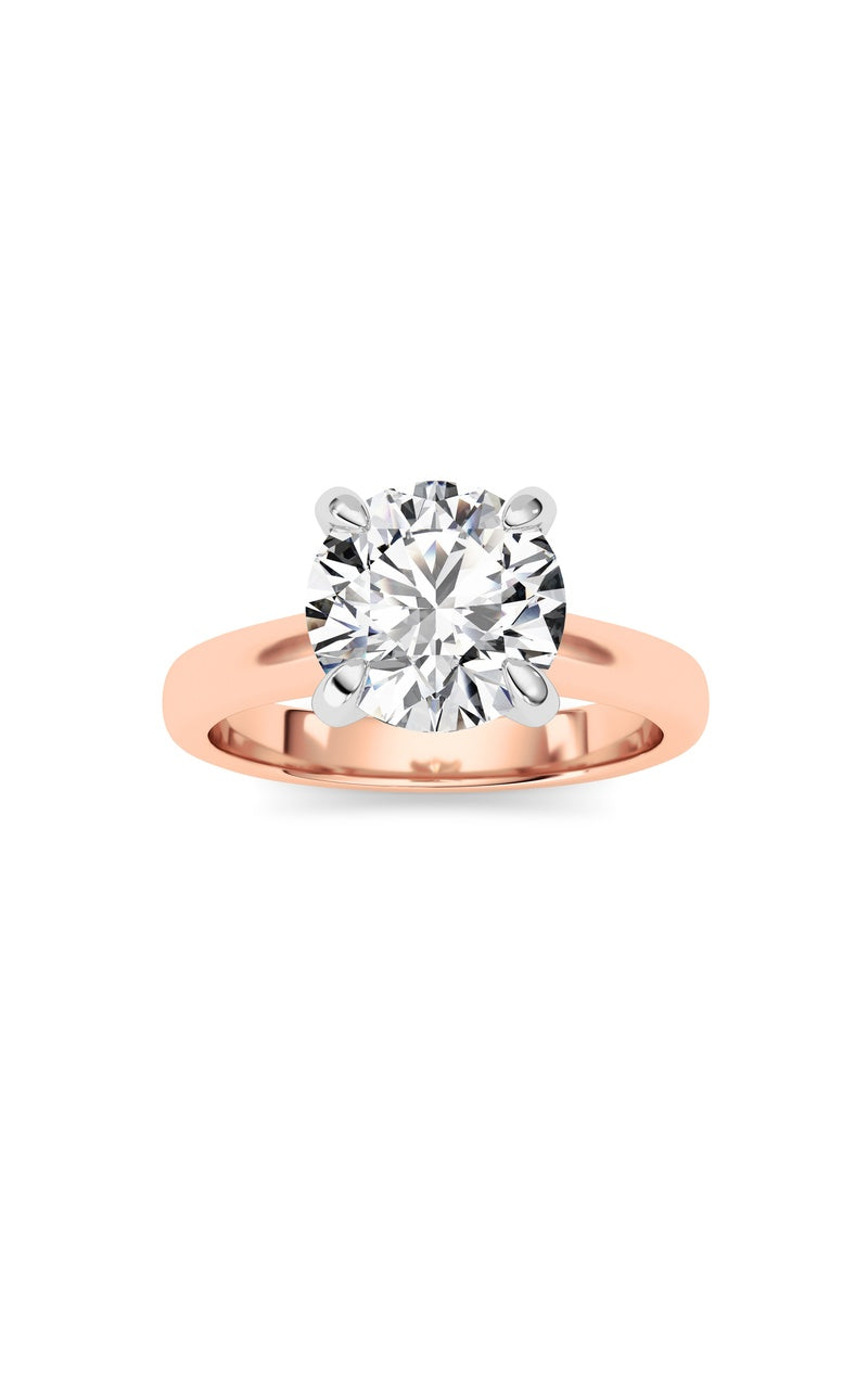 2CTW Round Shaped Lab Grown Diamond (E/VS) Classic Solitaire Engagement Ring in 14K Gold