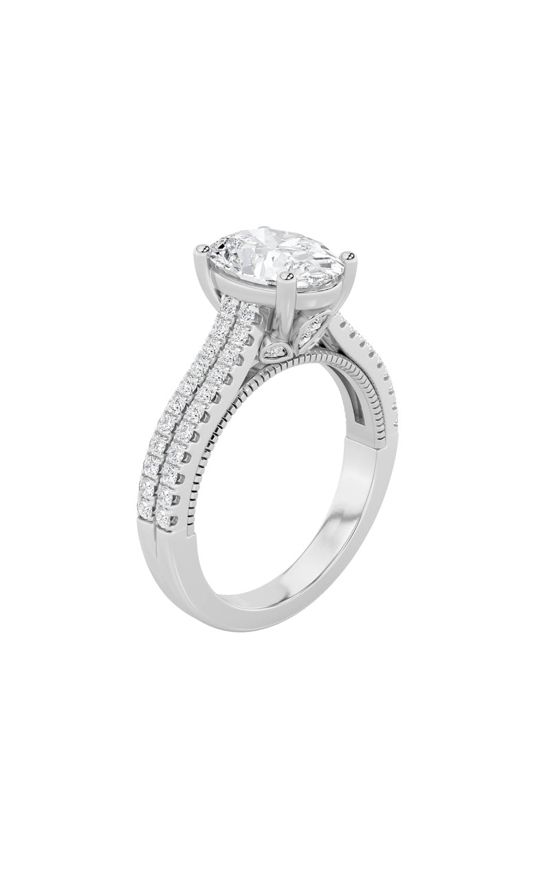Vs) two row fancy accented engagement ring in 14k gold
