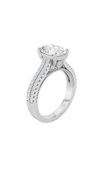 Load image into Gallery viewer, 2CTW Oval Shaped Lab Grown Diamond (F/VS) Two Row Fancy Accented Engagement Ring in 14K Gold
