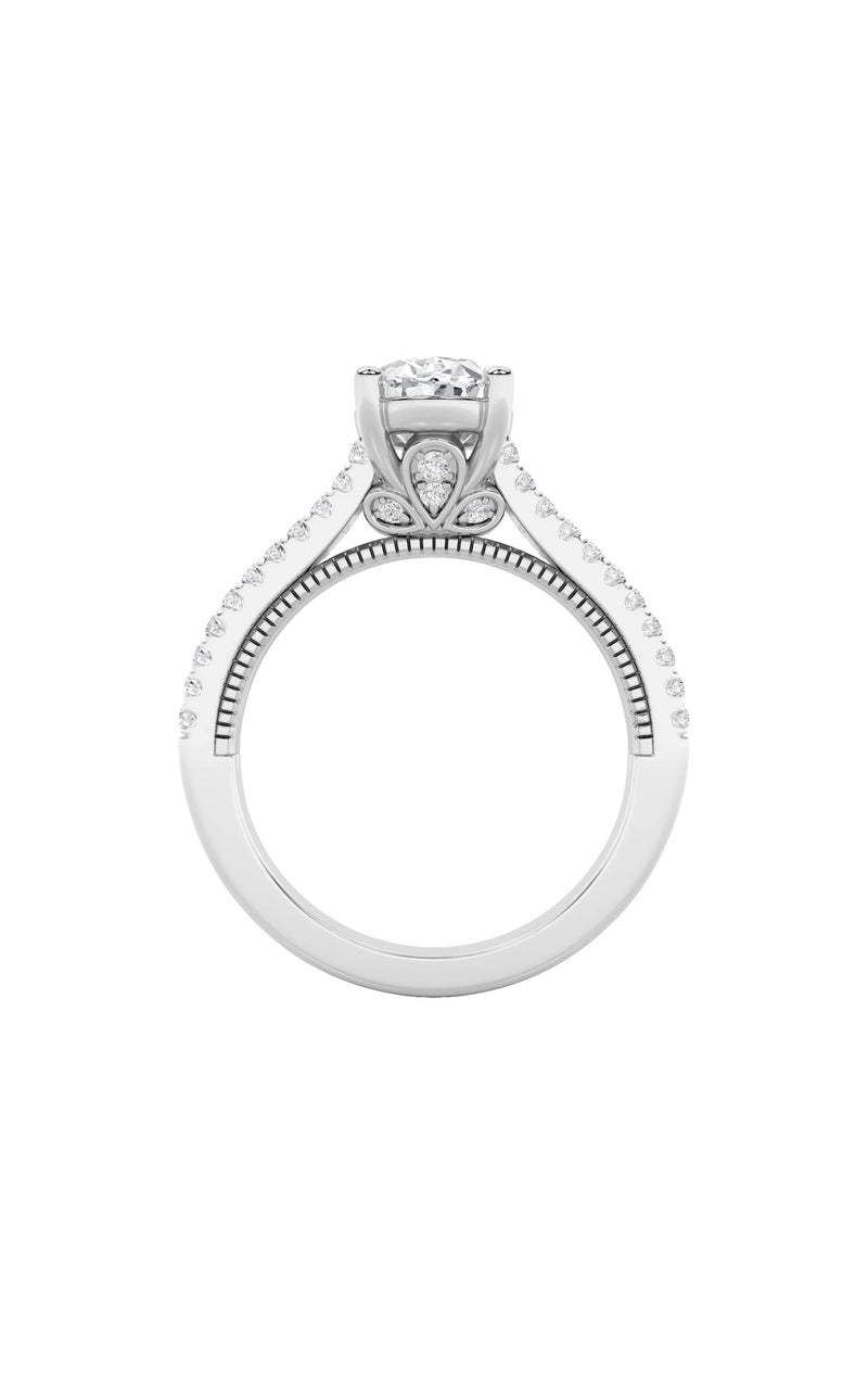 2Cttw Oval Shaped Lab Grown Diamond (F/VS) Two Row Fancy Accented Engagement Ring in 14K Gold