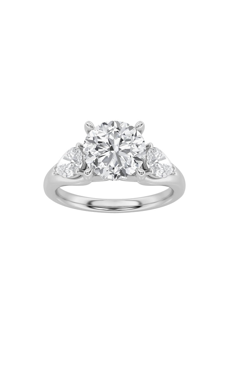 2CTW Round Shaped Lab Grown Diamond (F/VS) Accented Three Stone Ring in 14K Gold