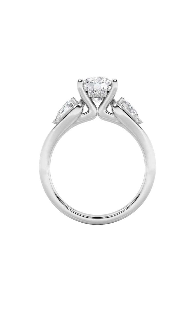 2CTW Round Shaped Lab Grown Diamond (F/VS) Accented Three Stone Ring in 14K Gold