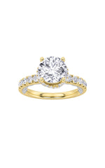 Load image into Gallery viewer, 2CTW Round Shaped Lab Grown Diamond (F/VS) Two Tone Accented Fancy Engagement Ring in 14K Gold
