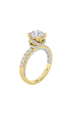 Load image into Gallery viewer, 2CTW Round Shaped Lab Grown Diamond (F/VS) Two Tone Accented Fancy Engagement Ring in 14K Gold
