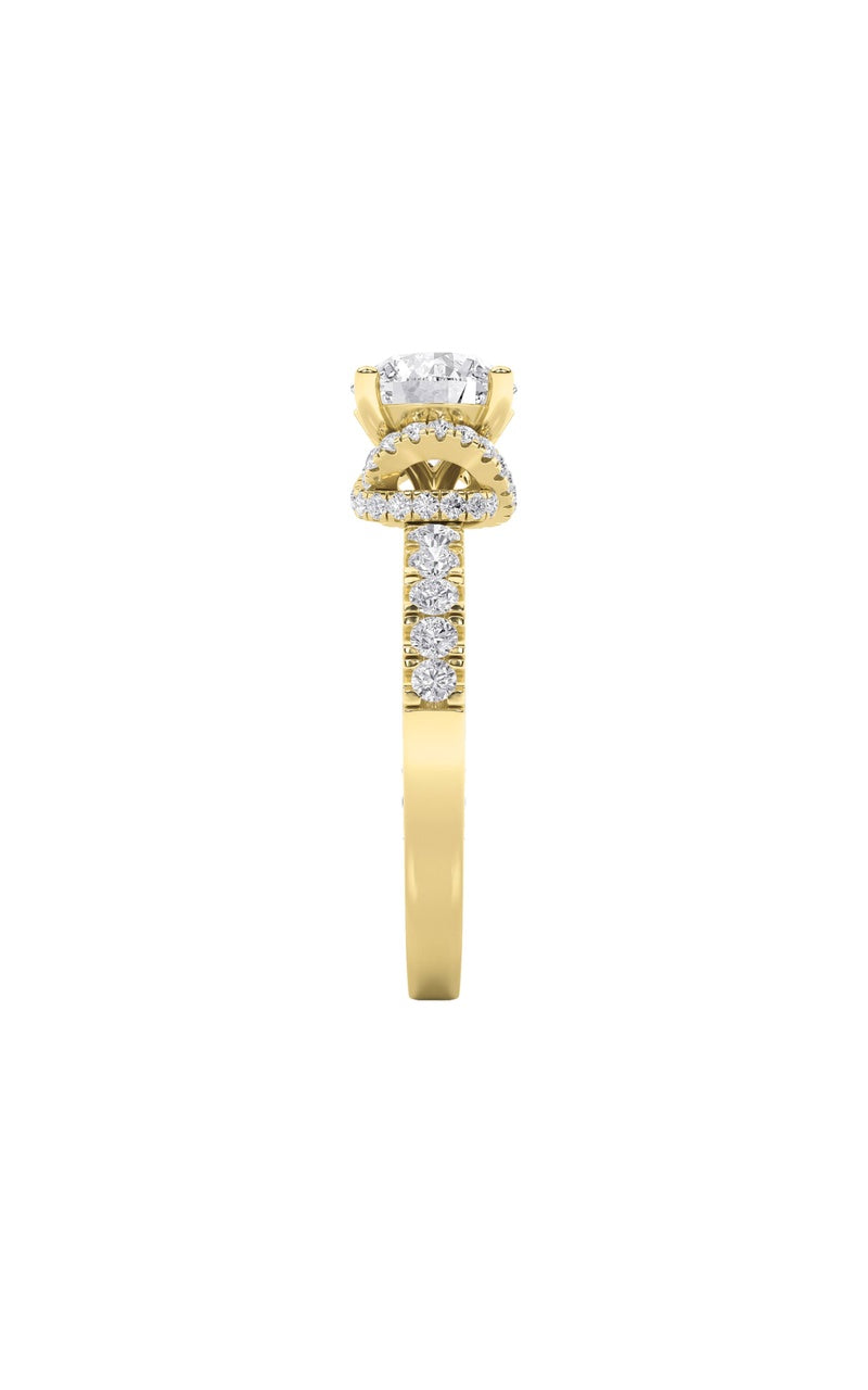 2CTW Round Shaped Lab Grown Diamond (F/VS) Two Tone Accented Fancy Engagement Ring in 14K Gold