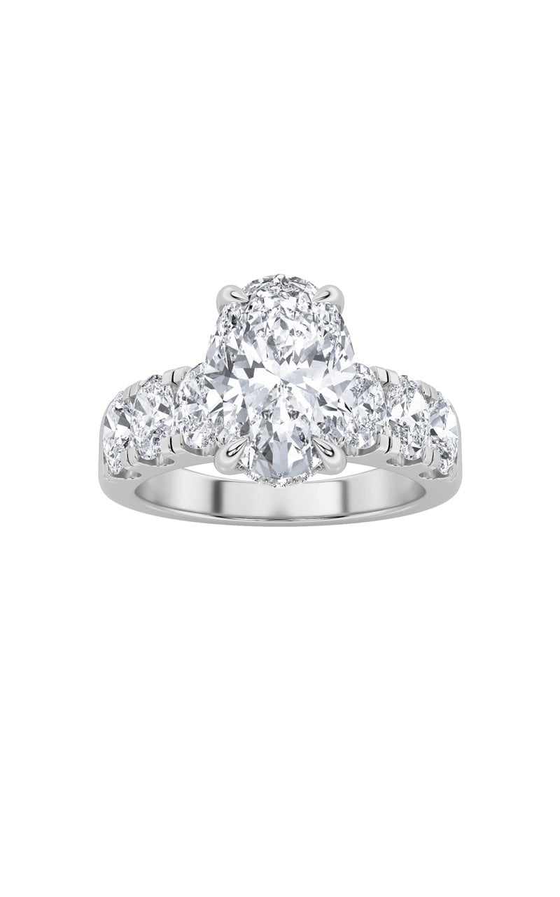 4CTW Oval Shaped Lab Grown Diamond (F/VS) Bold Accented Engagement  Ring in 14K Gold
