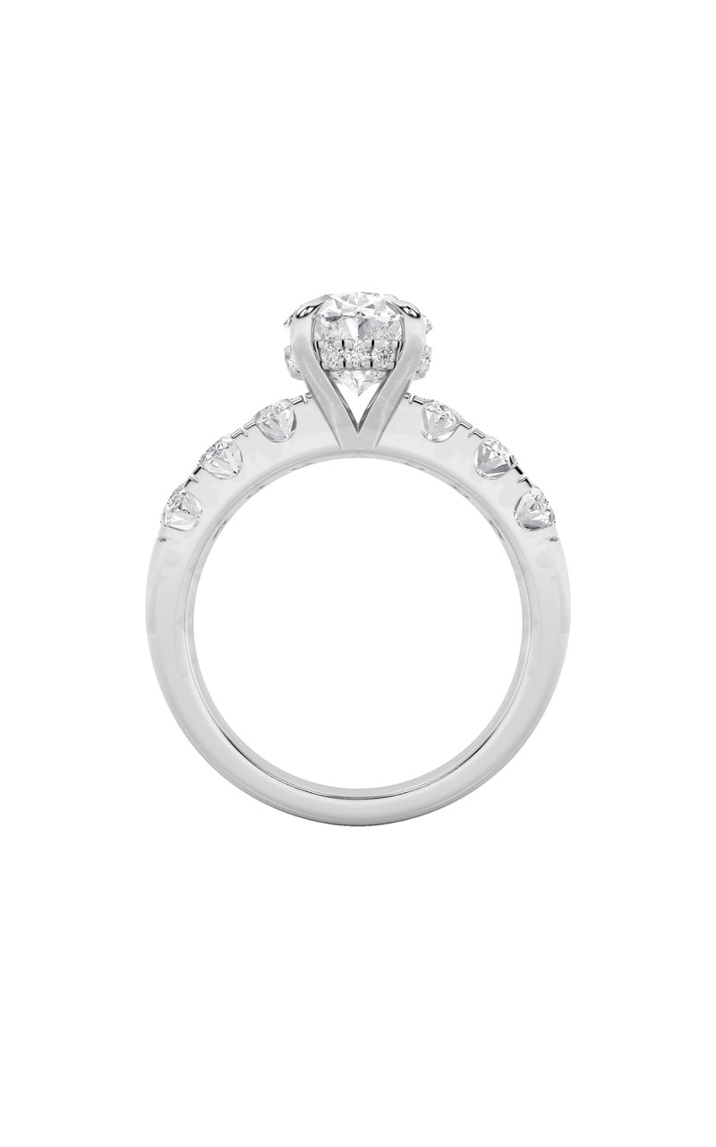4CTW Oval Shaped Lab Grown Diamond (F/VS) Bold Accented Engagement  Ring in 14K Gold
