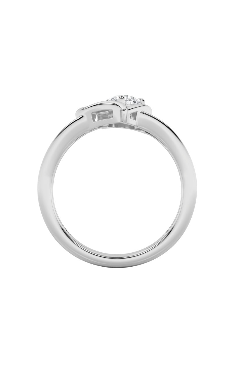 0.5CTW Round Shaped Lab Grown Diamond (F/VS) Heart Shaped Ring in 14K Gold