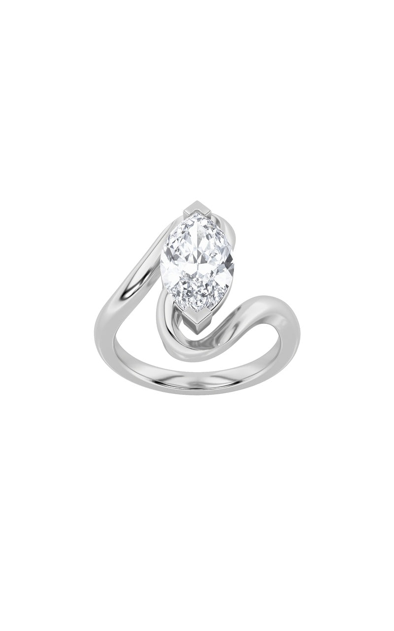 2CTW Marquise Shaped Lab Grown Diamond (F/VS) Swirl Engagement Ring in 14K Gold