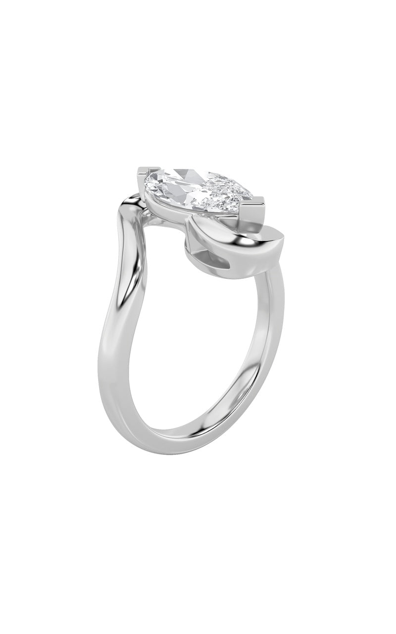 2CTW Marquise Shaped Lab Grown Diamond (F/VS) Swirl Engagement Ring in 14K Gold