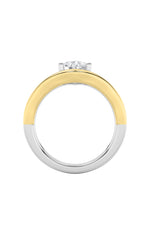 Load image into Gallery viewer, 2CTW Pear Shaped Lab Grown Diamond (F/VS) Two Tone Wave Inspired Engagement Ring in 14K Gold
