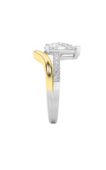 Load image into Gallery viewer, 2CTW Pear Shaped Lab Grown Diamond (F/VS) Two Tone Wave Inspired Engagement Ring in 14K Gold

