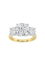 Load image into Gallery viewer, 4CTW Round Shaped Lab Grown Diamond (F/VS) Accented Three Stone Ring in 14K Gold
