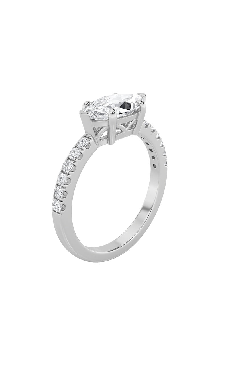 1.5CTW Marquise Shaped Lab Grown Diamond (F/VS) East West Accented Ring in 14K Gold