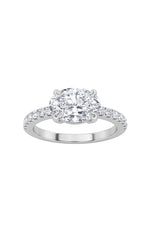 Load image into Gallery viewer, 1.5CTW Oval Shaped Lab Grown Diamond (F/VS) East West Accented Ring in 14K Gold
