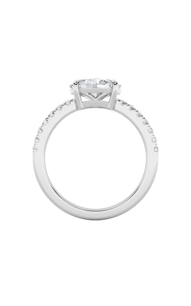 1.5Cttw Oval Shaped Lab Grown Diamond (F/VS) EastWest Accented Ring in 14K Gold