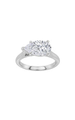 Load image into Gallery viewer, 2CTW Pear Shaped Lab Grown Diamond (F/VS) East West Accented Ring in 14K Gold
