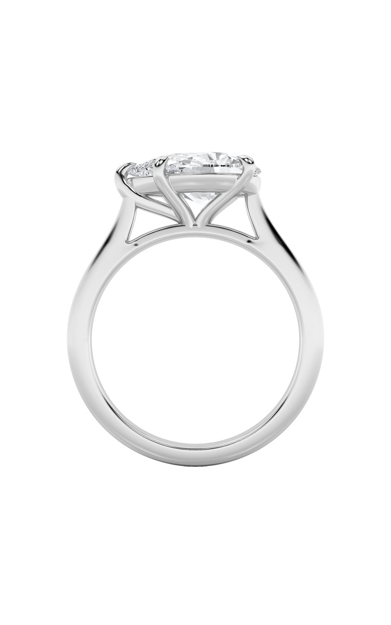2CTW Pear Shaped Lab Grown Diamond (F/VS) East West Accented Ring in 14K Gold