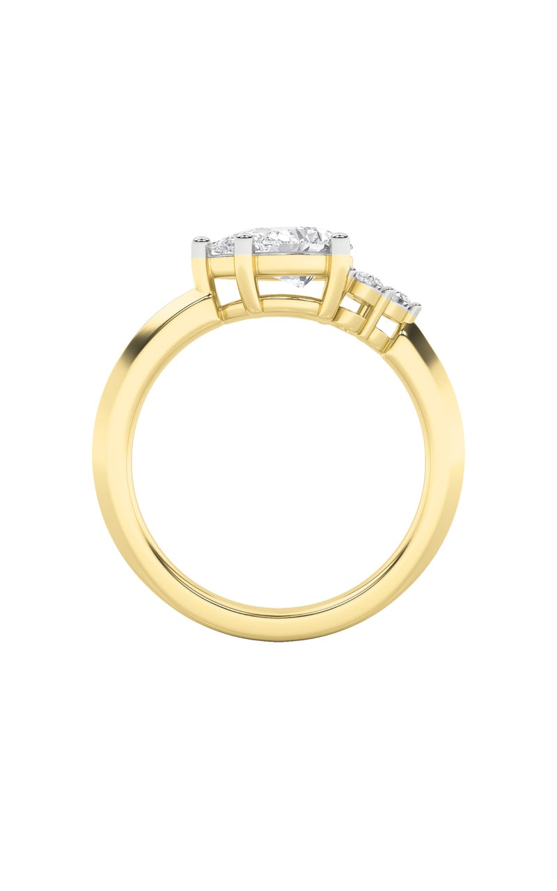 1CTW Pear Shaped Lab Grown Diamond (F/VS) East West Fashion Ring in 14K Gold