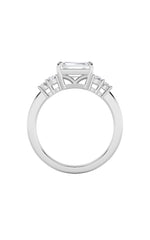 Load image into Gallery viewer, 1.5CTW Emerald Shaped Lab Grown Diamond (F/VS) East West Accented Three Stone Ring in 14K Gold
