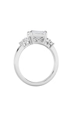 Load image into Gallery viewer, 1.5CTW Emerald Shaped Lab Grown Diamond (F/VS) East West Accented Three Stone Ring in 14K Gold

