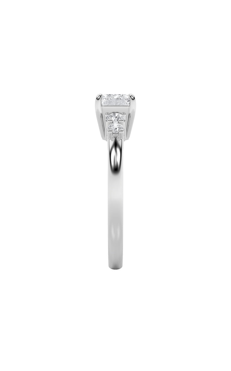 1.5CTW Emerald Shaped Lab Grown Diamond (F/VS) East West Accented Three Stone Ring in 14K Gold