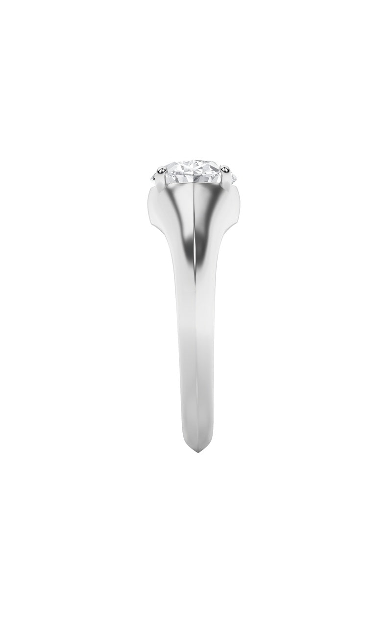 2CTW Oval Shaped Lab Grown Diamond (F/VS) East West Solitaire Ring in 14K Gold