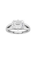 Load image into Gallery viewer, 2.5CTW Emerald Shaped Lab Grown Diamond (F/VS) East West Solitaire Ring in 14K Gold
