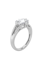Load image into Gallery viewer, 2.5CTW Emerald Shaped Lab Grown Diamond (F/VS) East West Solitaire Ring in 14K Gold
